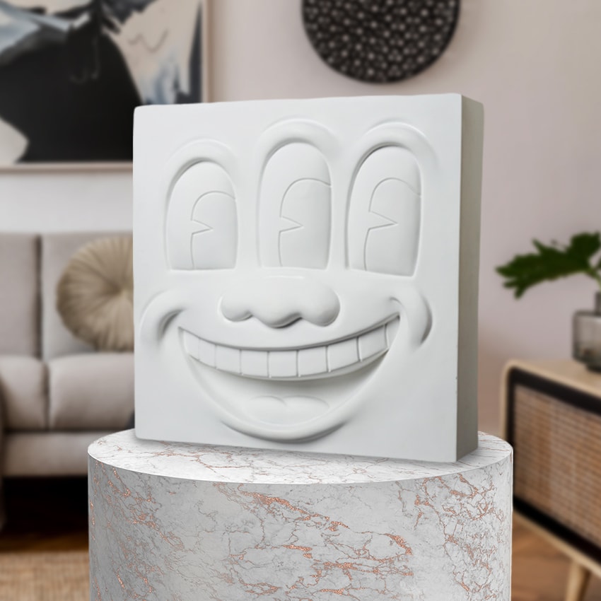 Keith Haring Three Eyed Smiling Face (White Version) Statue by
