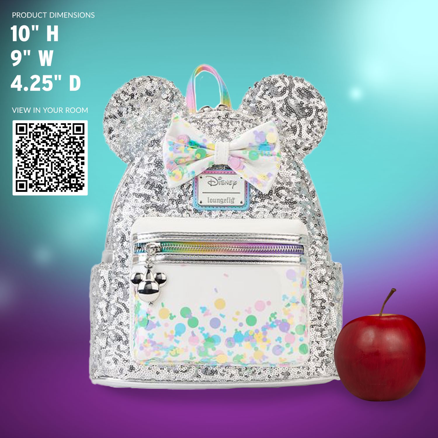 Loungefly Mini Backpack- Minnie Mouse Silver Sequin