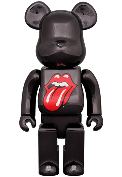 Be@rbrick The Rolling Stones Lips u0026 Tongue (Black Chrome Version) 100% u0026  400% Collectible Set