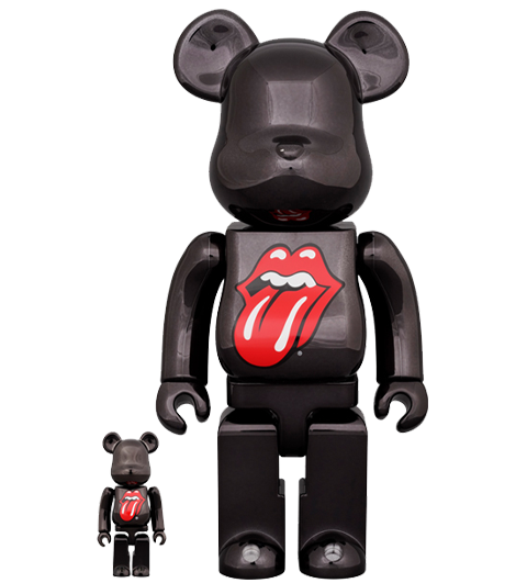 Be@rbrick The Rolling Stones Lips u0026 Tongue (Black Chrome Version) 100% u0026 400%  Collectible Set | Sideshow Collectibles