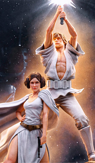 Luke & Leia 1:10 Scale Statue