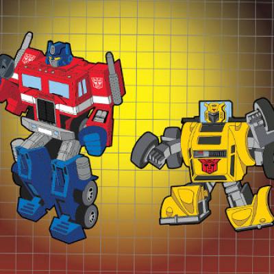 Optimus Prime x Bumblebee Retro Pin Set (Transformers) Collectible Pin by Icon Heroes