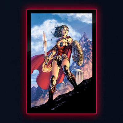 Wonder Woman Comic Cover LED Poster Sign (Large) (DC Comics) Wall Light by Brandlite