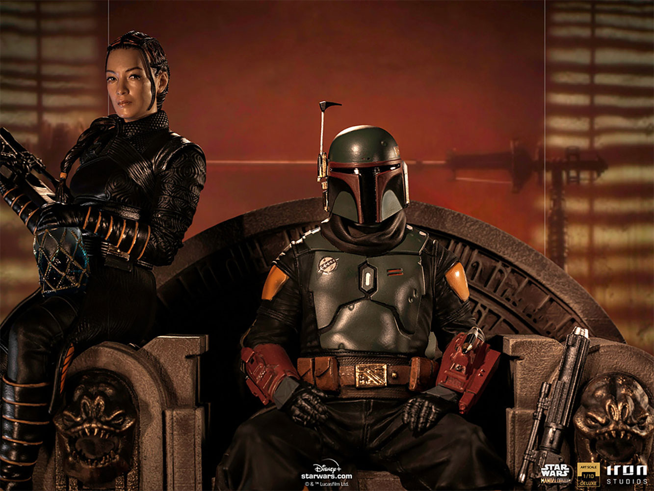 Boba Fett & Fennec Shand on Throne Deluxe 1:10 Scale Statue by Iron ...